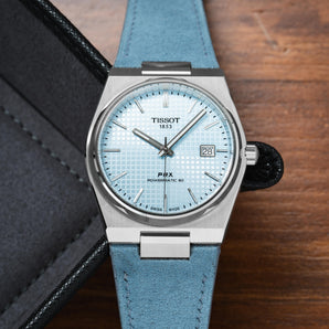 Baby Blue Alcantara Strap for Tissot PRX - Image 2