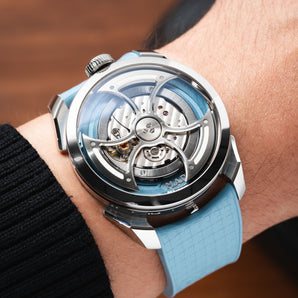 Baby Blue Curved CTS Rubber Strap for MB&F MAD1 - Image 2