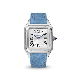 Delugs Baby Blue Alcantara Strap for Cartier Santos-Dumont Handcrafted Leather Watch Strap