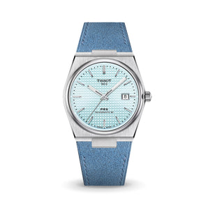 Delugs Baby Blue Alcantara Strap for Tissot PRX Handcrafted Leather Watch Strap